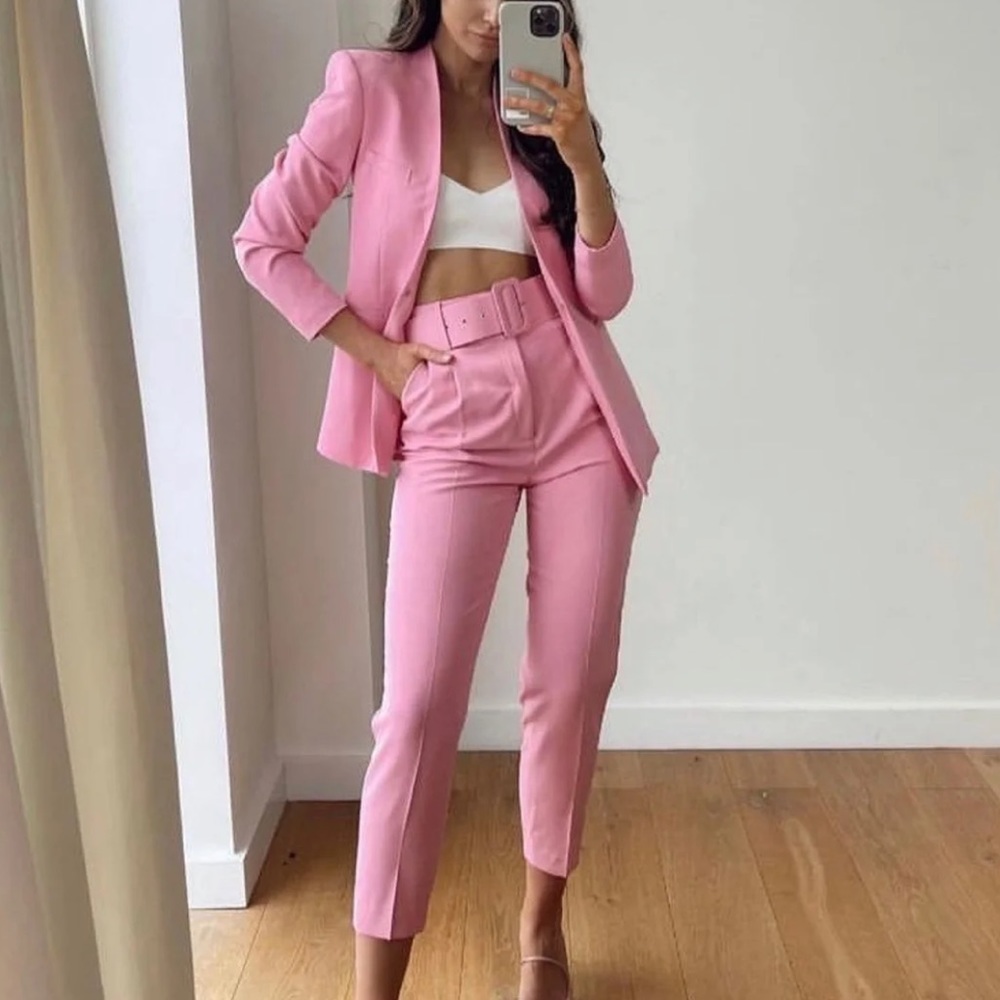 Zara high waisted belted pants